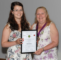 Annabelle receiving her award